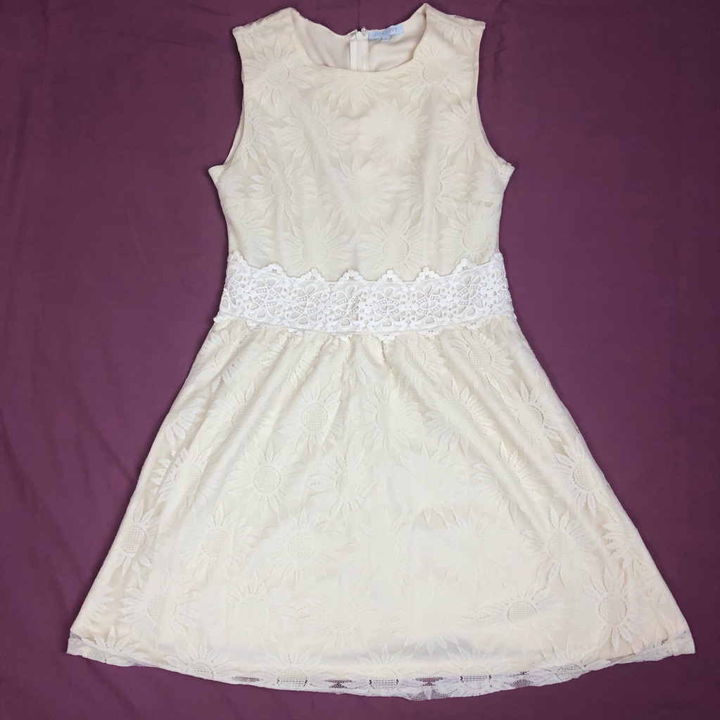 Jun And Ivy Cream Sunflower Lace Mini Dress